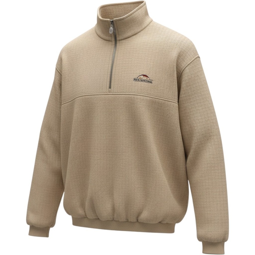 Sunderland of Scotland Tan Waffle Knit 1/4 Zip Pullover Penn National XL USA